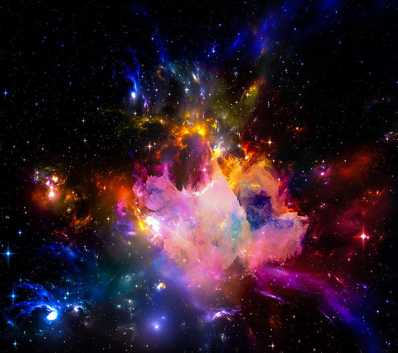Nebula, abstract, art, colors, galaxy, space, stars, HD wallpaper