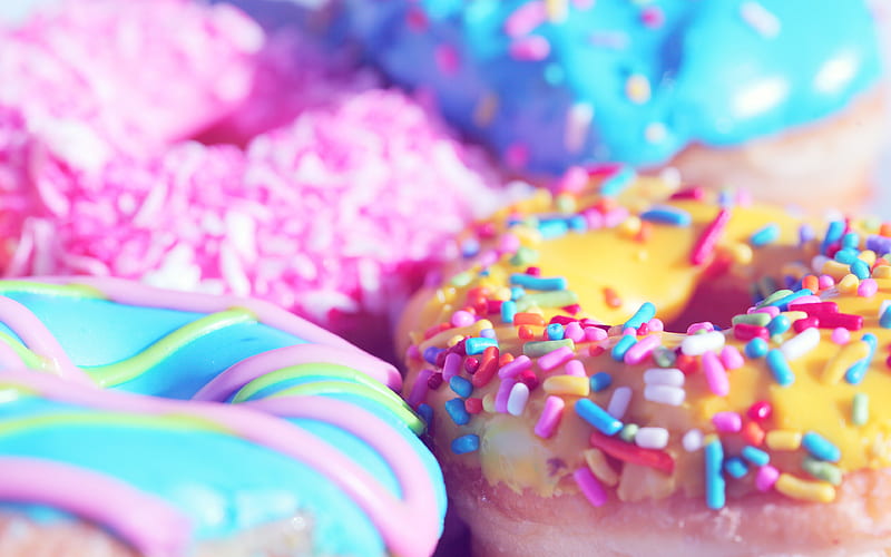 donuts close-up, sweets, cakes, HD wallpaper