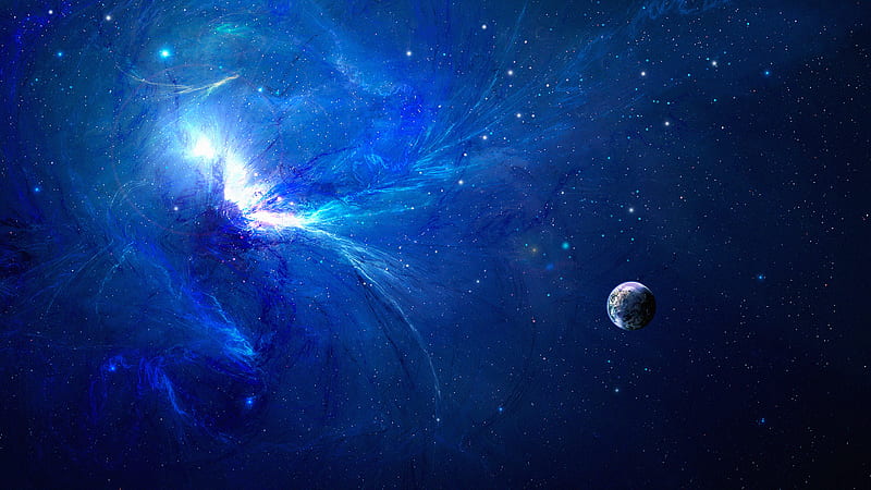 Blue Explosion Space, space, digital-universe, HD wallpaper
