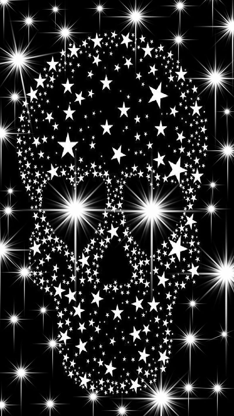 Star Shine, black, clear, diamonds, shiny, skull, sparkle, spotlight, sugar, HD phone wallpaper