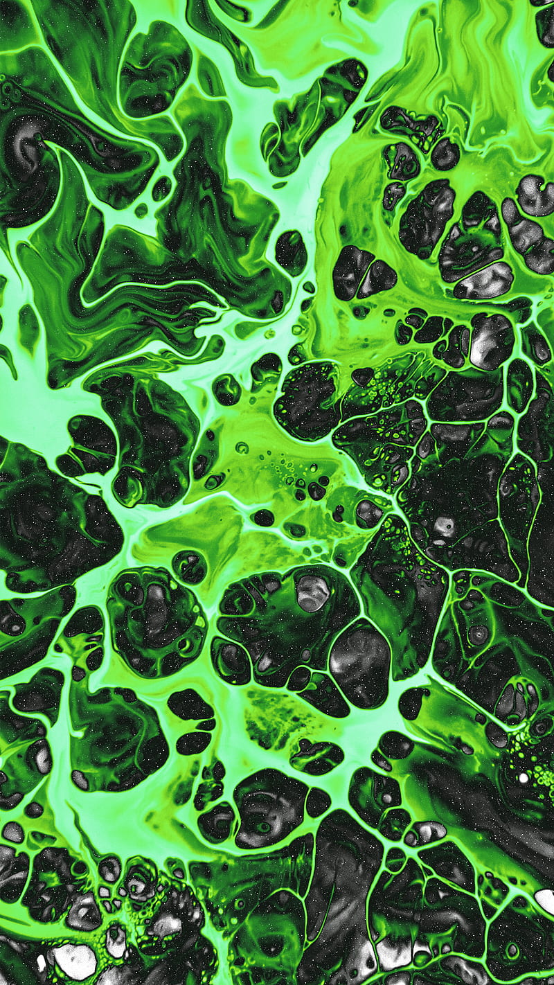 Green Abstract, Geoglyser, acrylic, bonito, fluid, iphone, nature, waves, HD phone wallpaper