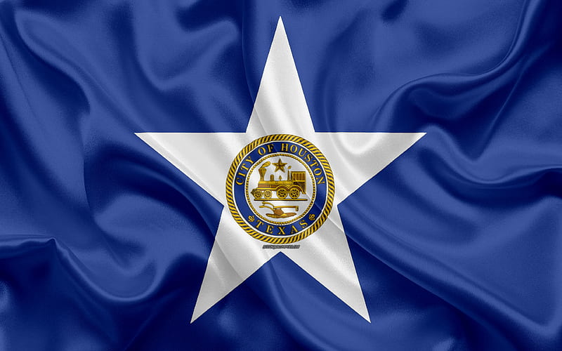 Flag of Houston silk texture, American city, blue silk flag, Houston flag, Texas, USA, art, United States of America, Houston, HD wallpaper
