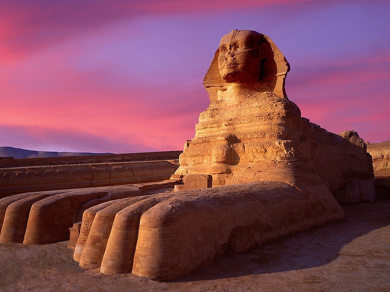 Sphinx at Sunset, Anchient, Sphinx, Sunset, Egypt, HD wallpaper