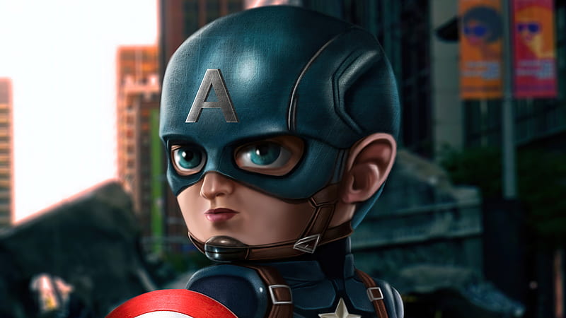 Captain America Mini , captain-america, superheroes, artist, artwork, digital-art, artstation, HD wallpaper