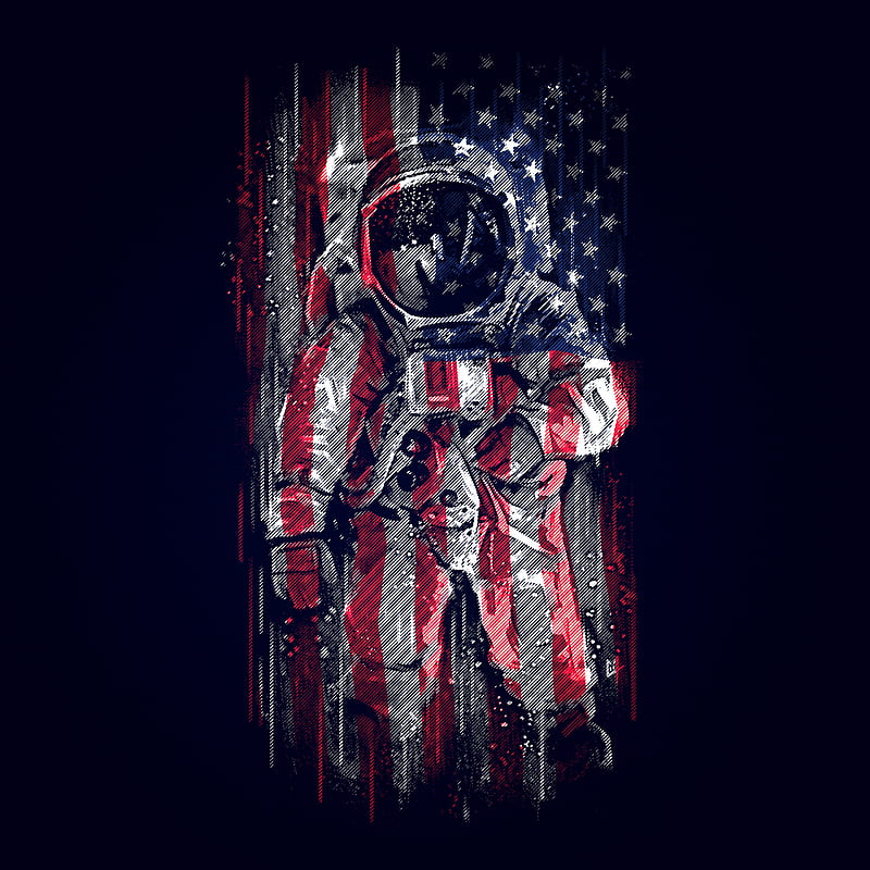Astronaut Flag, 11, 1969, USA, aldrin, american, apollo, armstrong, blue, buzz, c0y0te7, collins, cosmonaut, dark, earth, halftone, hatching, helmet, lines, michael, moon, nasa, navy, neil, oxygen, science, ship, space, spationaut, star, stars, suit, travel, HD phone wallpaper
