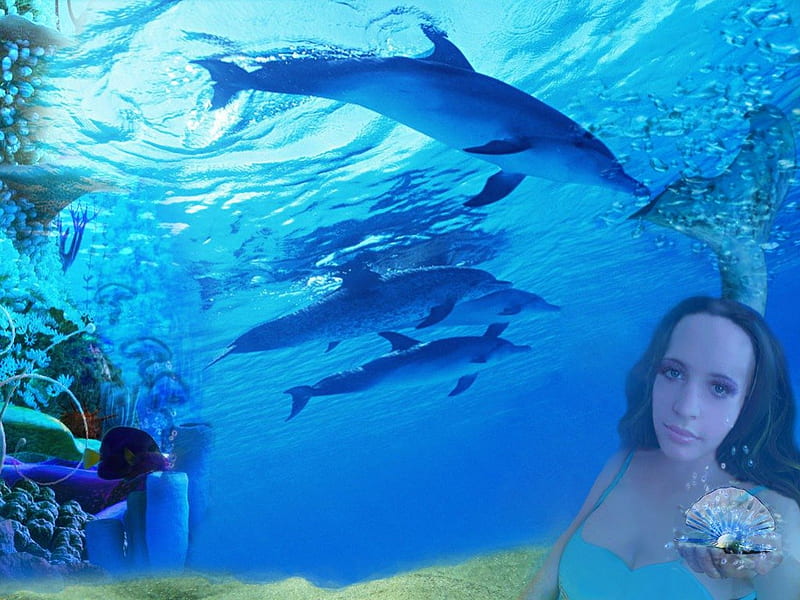 Mermaid, see, model, fish, blue, HD wallpaper | Peakpx