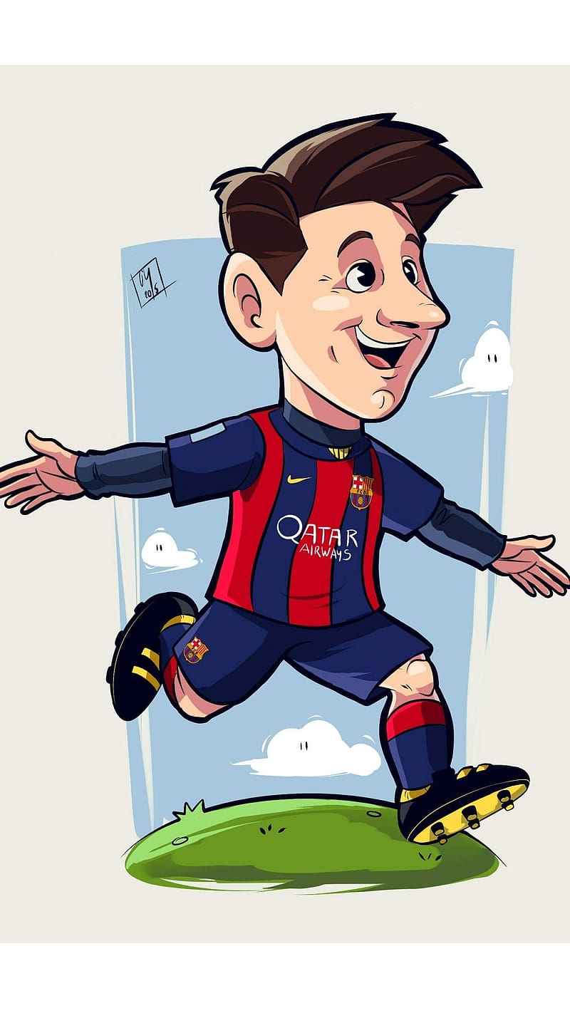 Lionel Messi shooting goal cute simple flat vector design