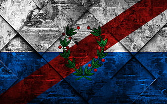 Flag of La Pampa grunge art, rhombus grunge texture, Argentine Province ...