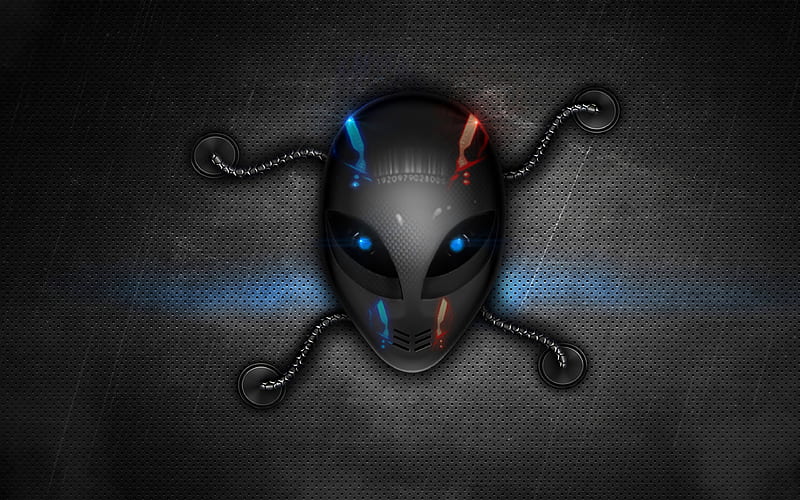 Alienware 3d logo, metal background, HD wallpaper