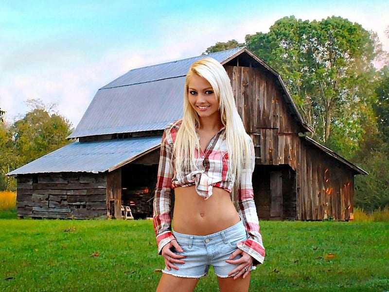 On the Farm with Anneli Gerritsen, Barn, Model, Farm, Blond, HD wallpaper