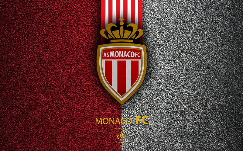 AS Monaco FC French football club, Ligue 1, leather texture, logo, emblem, Monaco, football, HD wallpaper