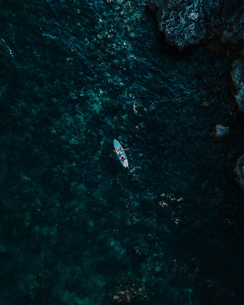 boat, water, aerial view, sea, HD phone wallpaper