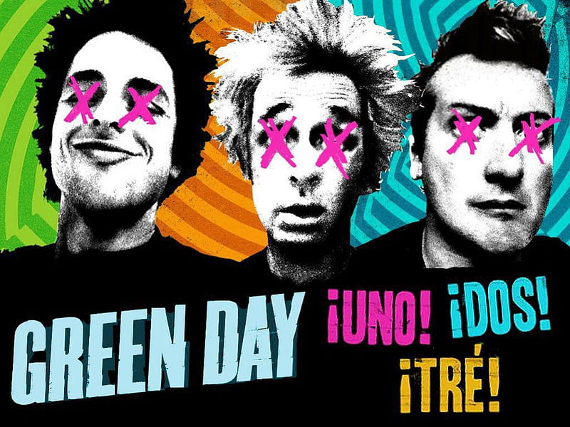 Green Day - Uno Dos Tre, american idiot, warning, dookie, billie joe armstrong, green day, mike dirnt, tre cool, nimrod, tre, 21st century breakdown, dos, uno, HD wallpaper