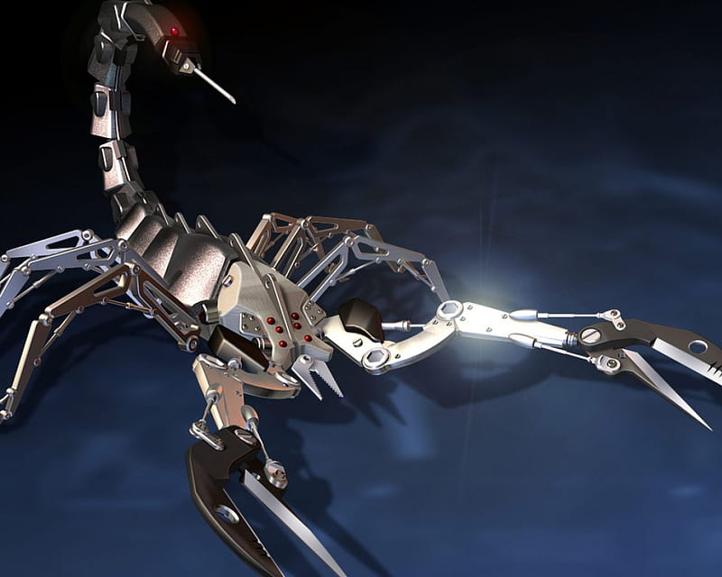 metal scorpion, abstract, 3d and cg, HD wallpaper