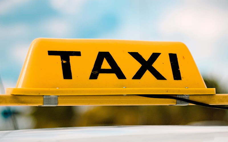 yellow taxi sign, sign on taxi car, taxi concepts, car roof, taxi, HD wallpaper