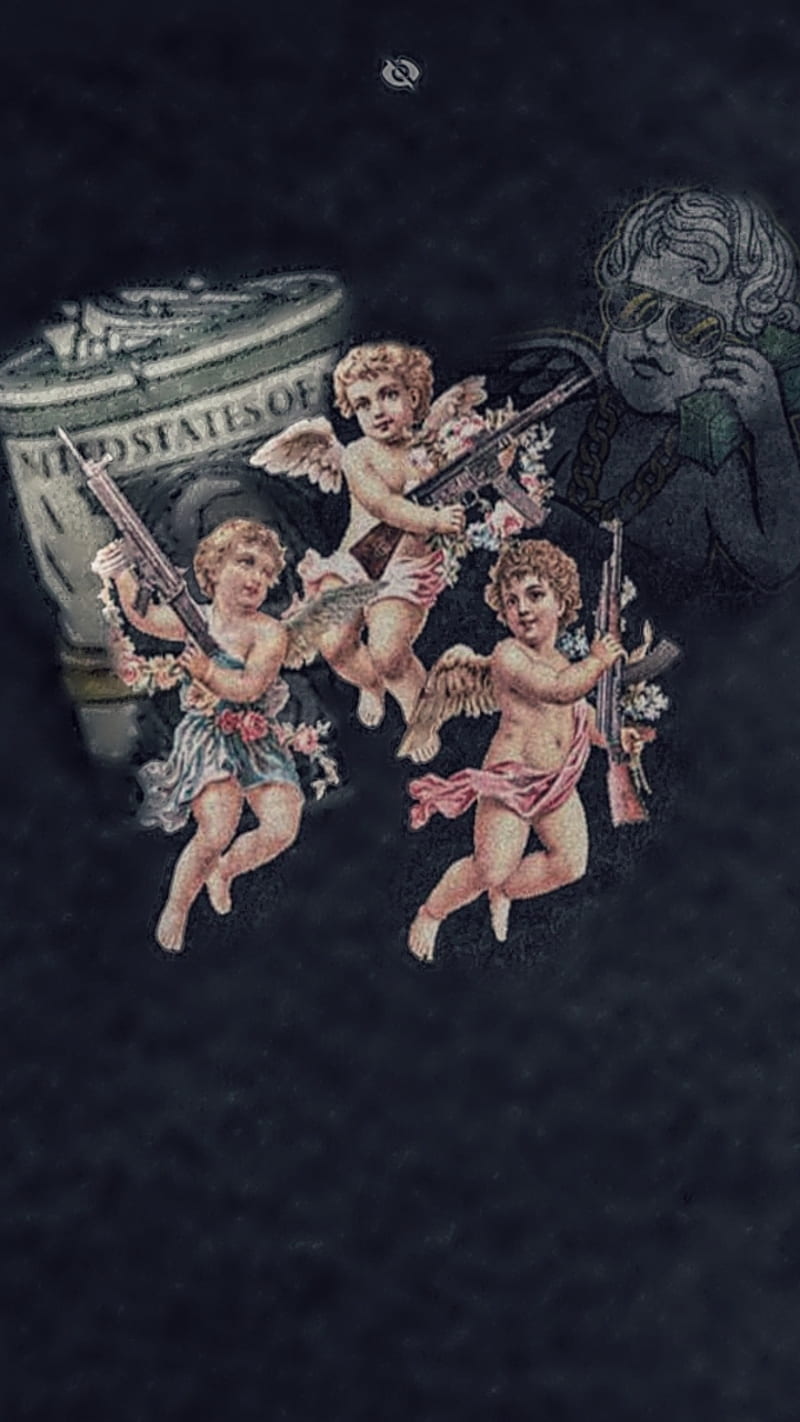 Money Making Angel, angles, cash, cool, dope, gangster, guns, lit, money, trippy, HD phone wallpaper