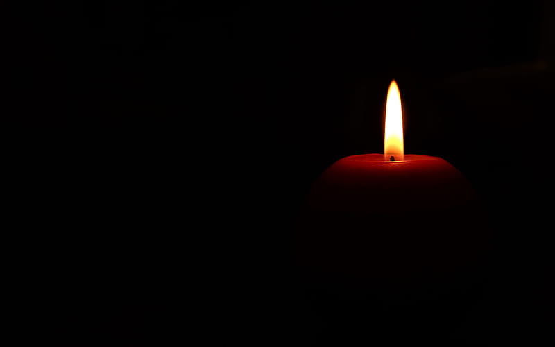 burning candle on a black background, sorrow, sadness, burning candle, black background, fire, HD wallpaper