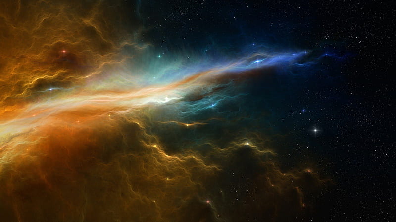 Stars and Colorful Nebulae, colorful, stars, space, nebulae, clouds, galaxies, HD wallpaper