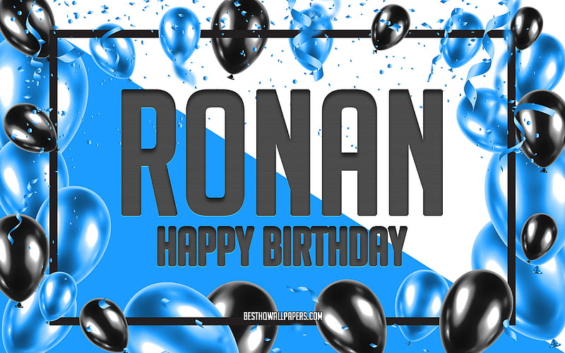 Happy Birtay Ronan, Birtay Balloons Background, Ronan, with names, Ronan Happy Birtay, Blue Balloons Birtay Background, greeting card, Ronan Birtay, HD wallpaper