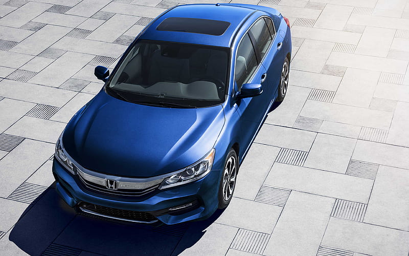 2018, Honda Accord blue Accord, top view, new, Japanese cars, Honda, HD wallpaper
