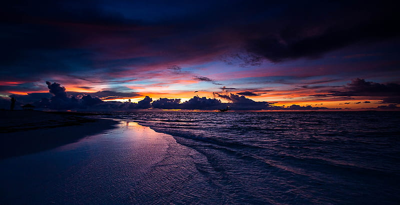 Sea Shore Sunset, shore, sea, sunset, nature, HD wallpaper