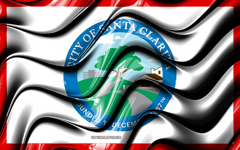 Santa Clarita flag United States cities, California, 3D art, Flag of Santa Clarita, USA, City of Santa Clarita, american cities, Santa Clarita 3D flag, US cities, Santa Clarita, HD wallpaper