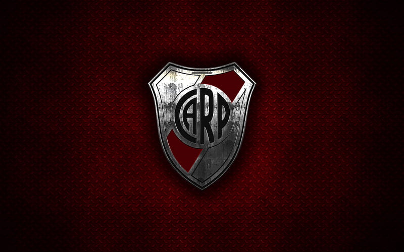 River Plate FC, Club Atletico River Plate creative art, steel emblem, grunge style, metal logo, Argentinian football club, emblem, red metal background, Buenos Aires, Argentina, football, HD wallpaper