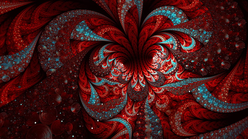 Apophysid Red Blue Chaotica Digital Art Abstract, HD wallpaper