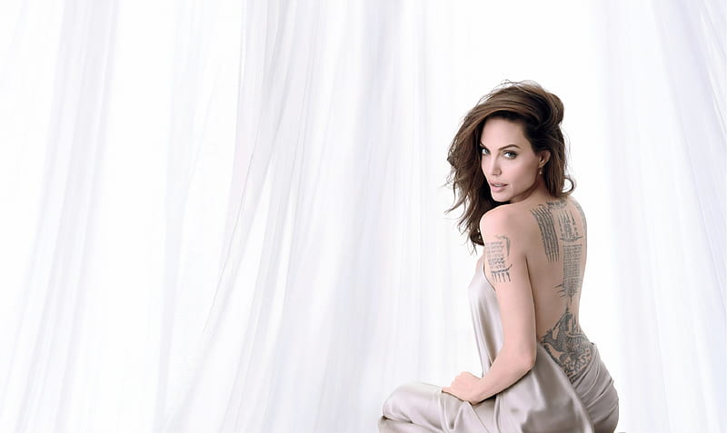 Actresses, Angelina Jolie, Actress, American, Brunette, Tattoo, HD wallpaper