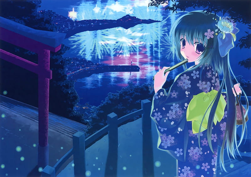 Kimono cute đêm: Chiêm ngưỡng sự đẹp mộng mơ của một cô gái trong bộ kimono chỉ có ở Nhật Bản. Với một bối cảnh đêm tuyệt đẹp, bộ kimono này sẽ khiến bạn say đắm vì sự dịu dàng và đáng yêu của nó.