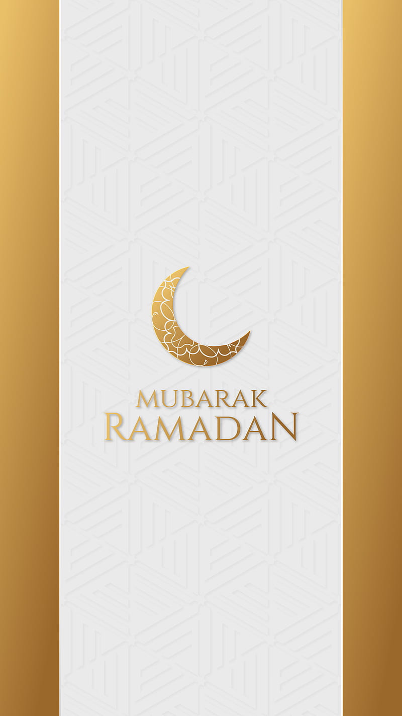 Ramadan Mubarak, crescent, gold, greeting, greetings, islamic, kareem, moon, HD phone wallpaper