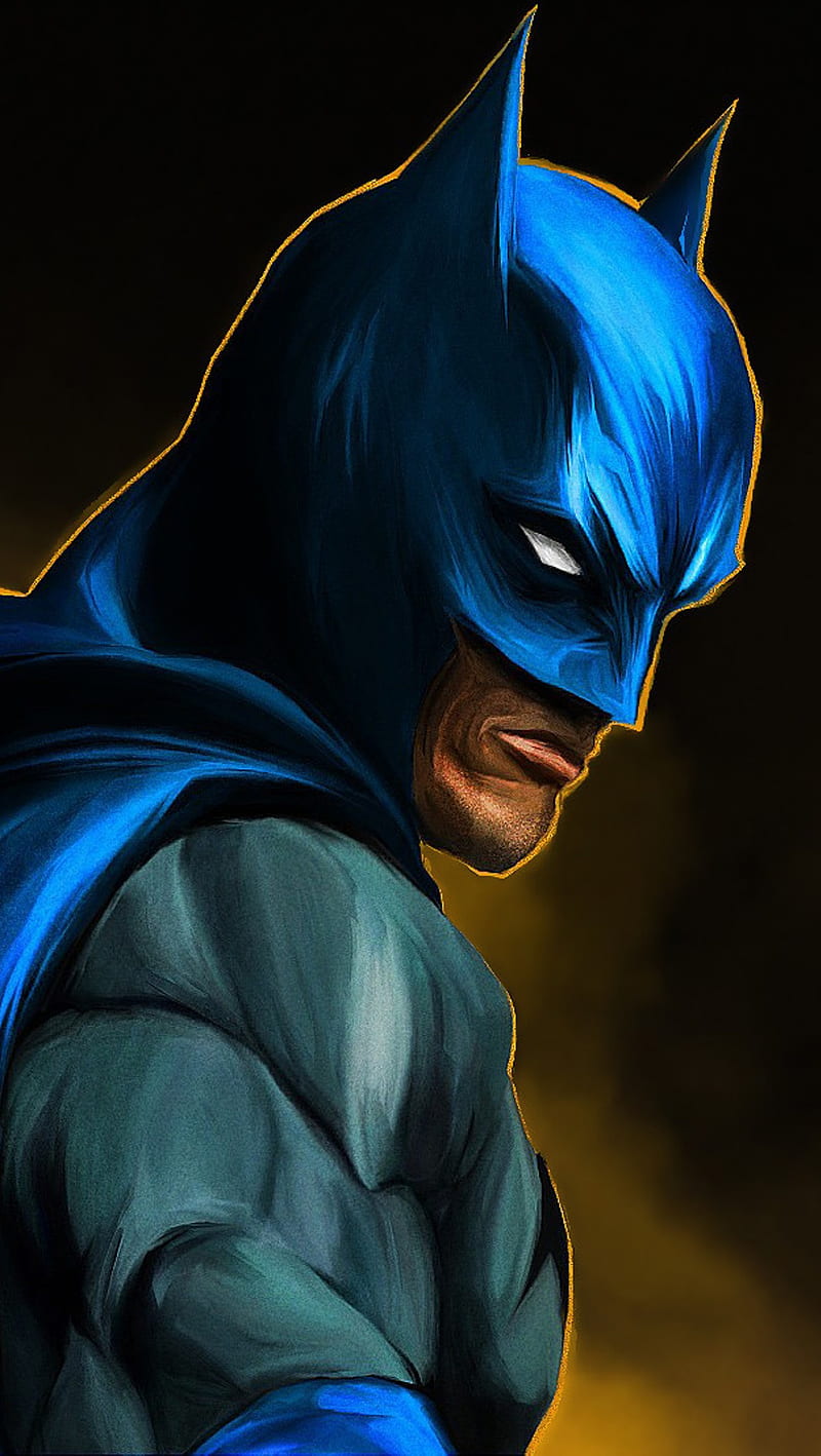 Batman, anime, blue, hero, paint, HD phone wallpaper | Peakpx