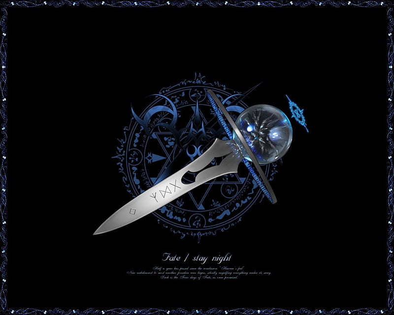 Fate Stay Night logo, holy grail war, fate stay night, logo, servant, anime, dagger, HD wallpaper