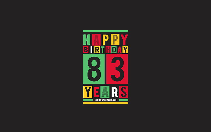 Happy 83 Years Birtay, Birtay Flat Background, 83rd Happy Birtay, Creative Flat Art, 83 Years Birtay, Happy 83rd Birtay, Colorful Abstraction, Happy Birtay Background, HD wallpaper