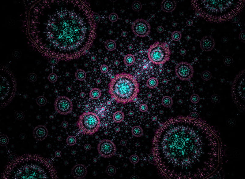 fractal, pattern, circles, network, abstraction, HD wallpaper