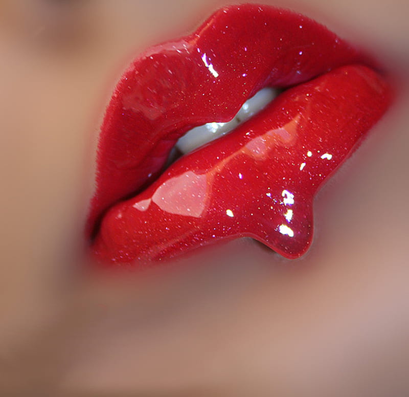 Strawberry lips, red, liquid, strawberry, lips, sexy, women, bright, hot, face, girls, HD wallpaper