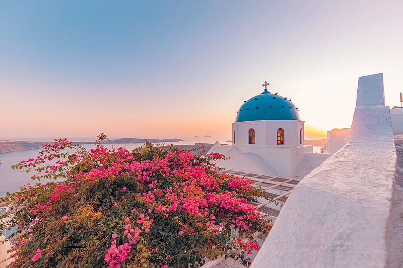 Churches, Church, Dome, Greece, Santorini, Sea, HD wallpaper