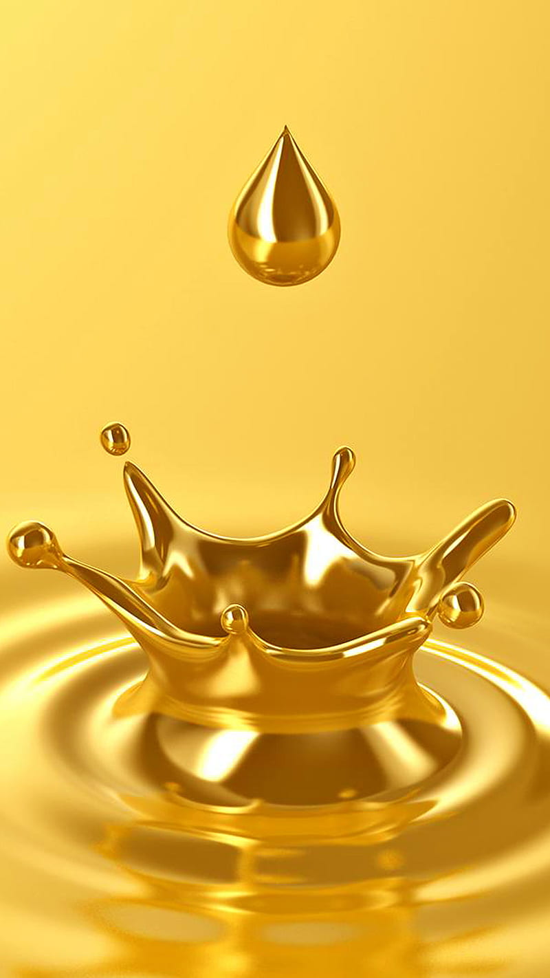 golden waterdrop, drop, gold water, HD phone wallpaper