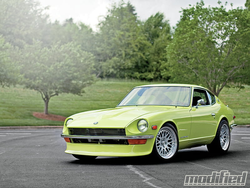 Too Perfect?, ccw wheels, 240z, lime green, classic, HD wallpaper