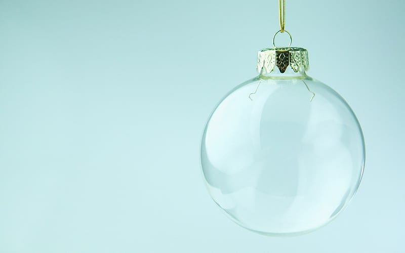 transparent glass Christmas ball, HD wallpaper