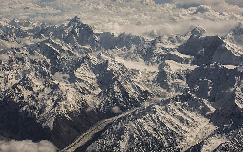 mountain landscape, snow, mountains, glacier, rocks, HD wallpaper