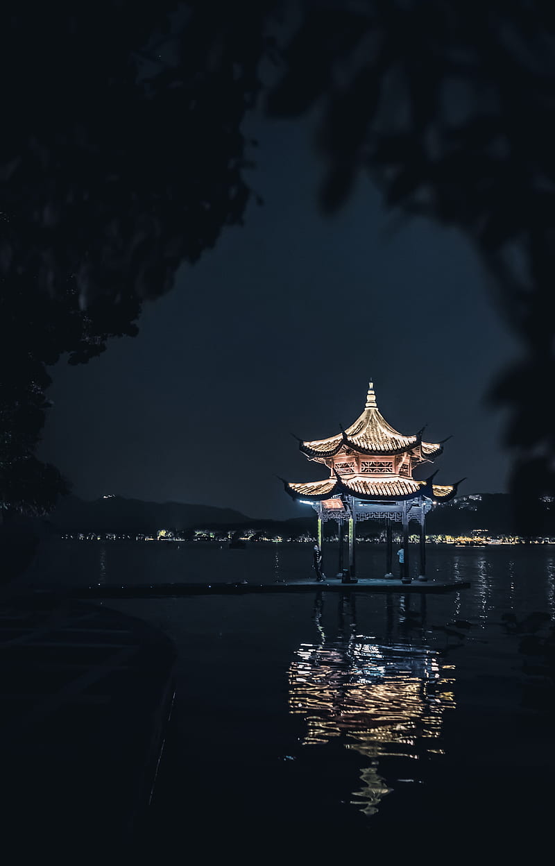 pagoda, building, architecture, night, HD phone wallpaper