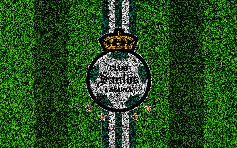 Santos Laguna football lawn, logo, Mexican football club, emblem, green white lines, Primera Division, Liga MX, grass texture, Torreon, Mexico, football, HD wallpaper
