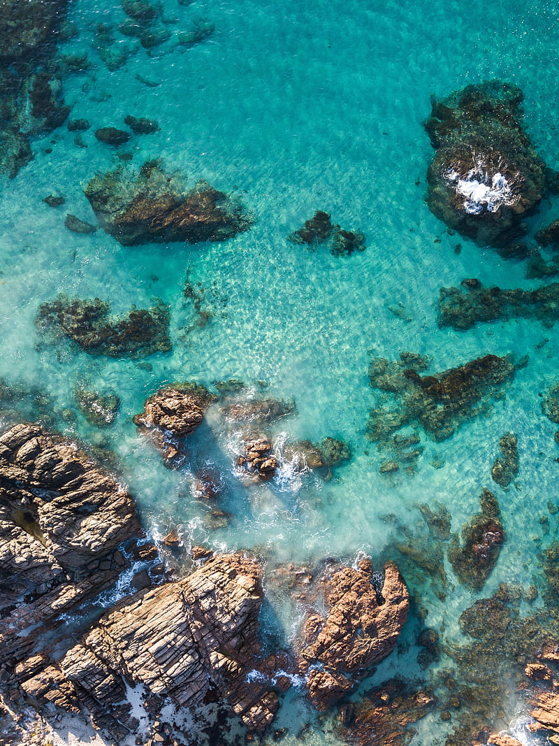 rocks, stones, sea, surf, HD phone wallpaper