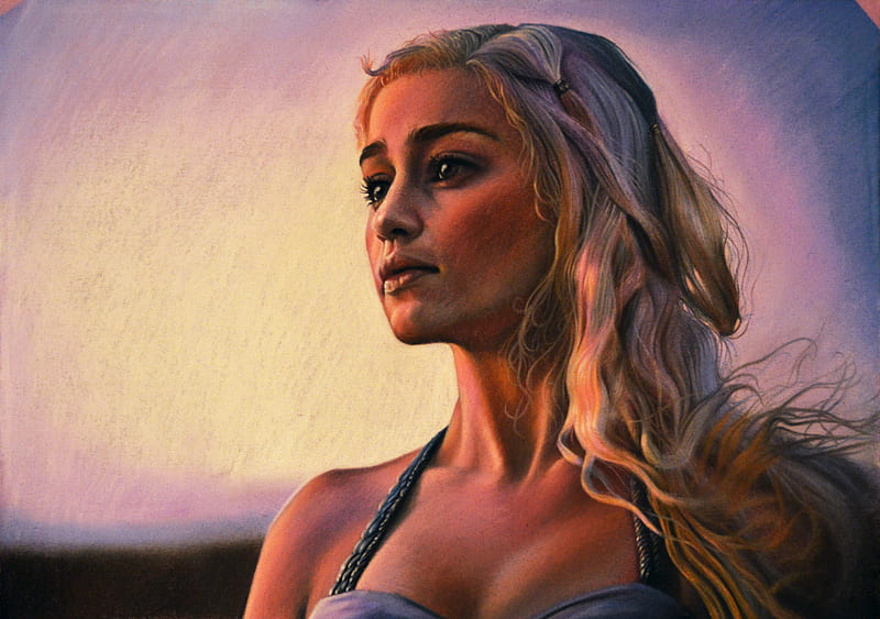 Daenerys Emilia Clarke Artwork, game-of-thrones, tv-shows, daenerys-targaryen, artist, artwork, HD wallpaper