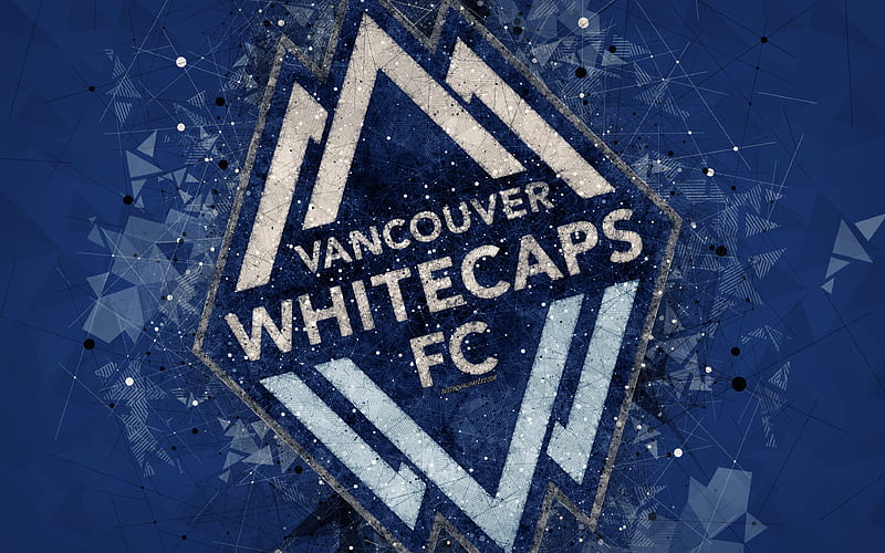 Vancouver Whitecaps FC Canadian soccer club, logo, creative geometric art, blue abstract background, emblem, art, MLS, Vancouver, Canada, USA, Major League Soccer, football, HD wallpaper