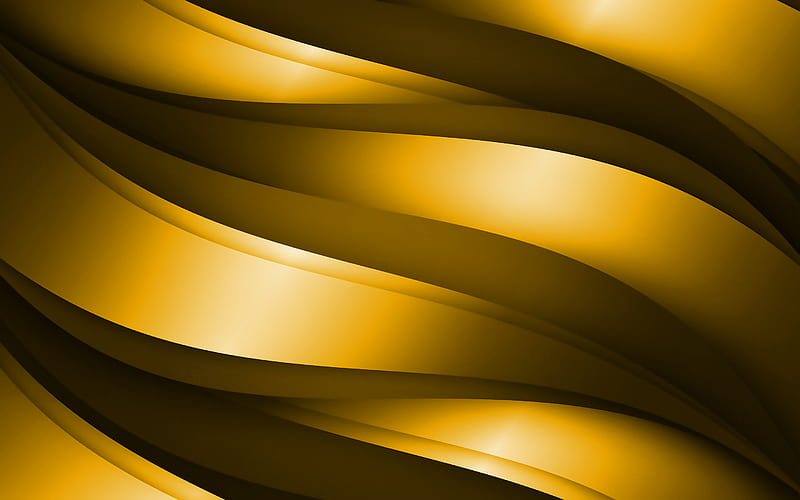 yellow 3D waves, abstract waves patterns, waves backgrounds, 3D waves, yellow wavy background, 3D waves textures, wavy textures, background with waves, HD wallpaper