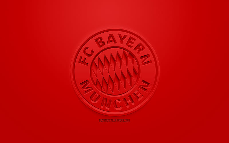 FC Bayern Munich, creative 3D logo, red background, 3d emblem, German football club, Bundesliga, Munich, Germany, 3d art, football, stylish 3d logo, HD wallpaper