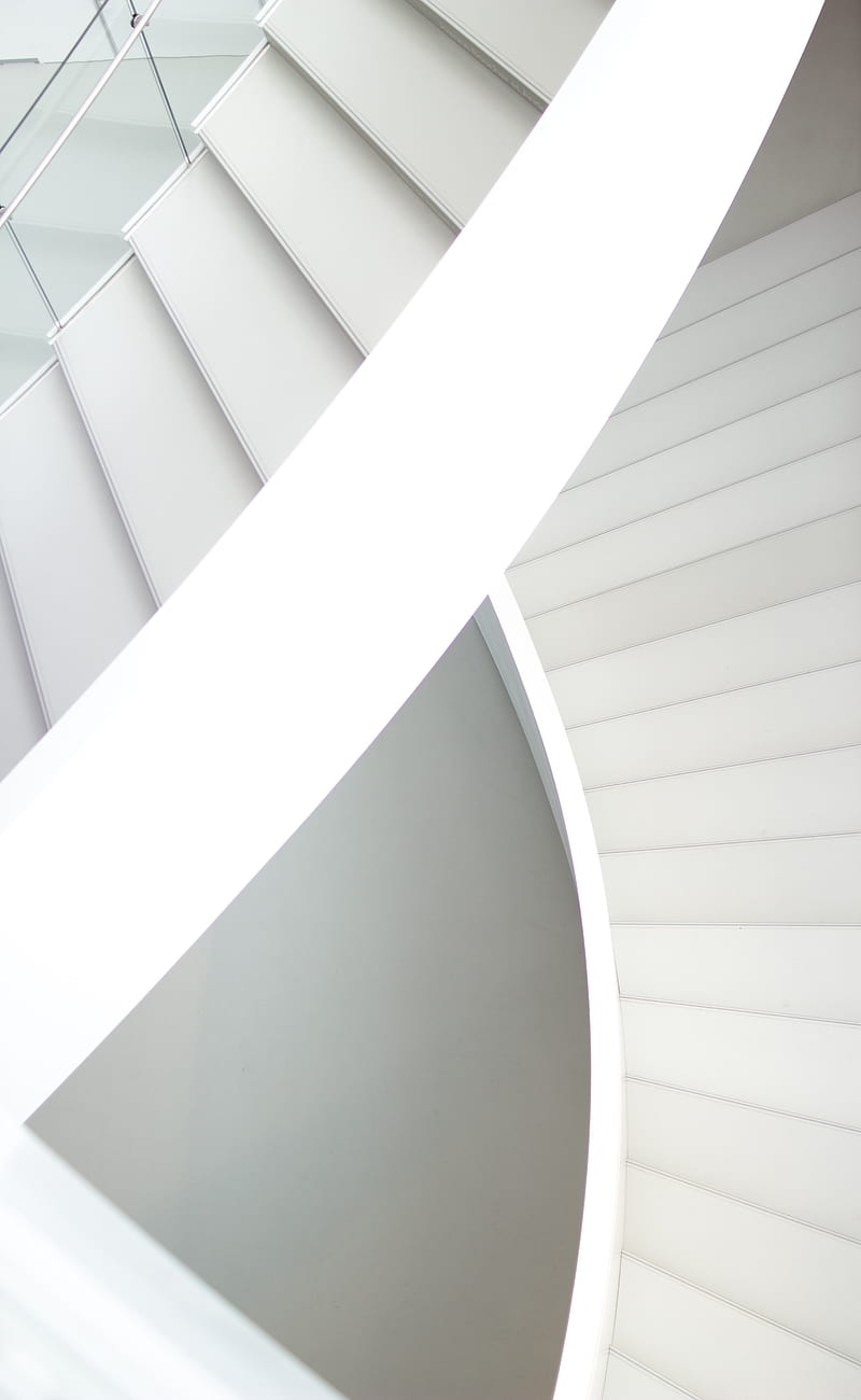 staircase, white, architecture, minimalism, HD phone wallpaper