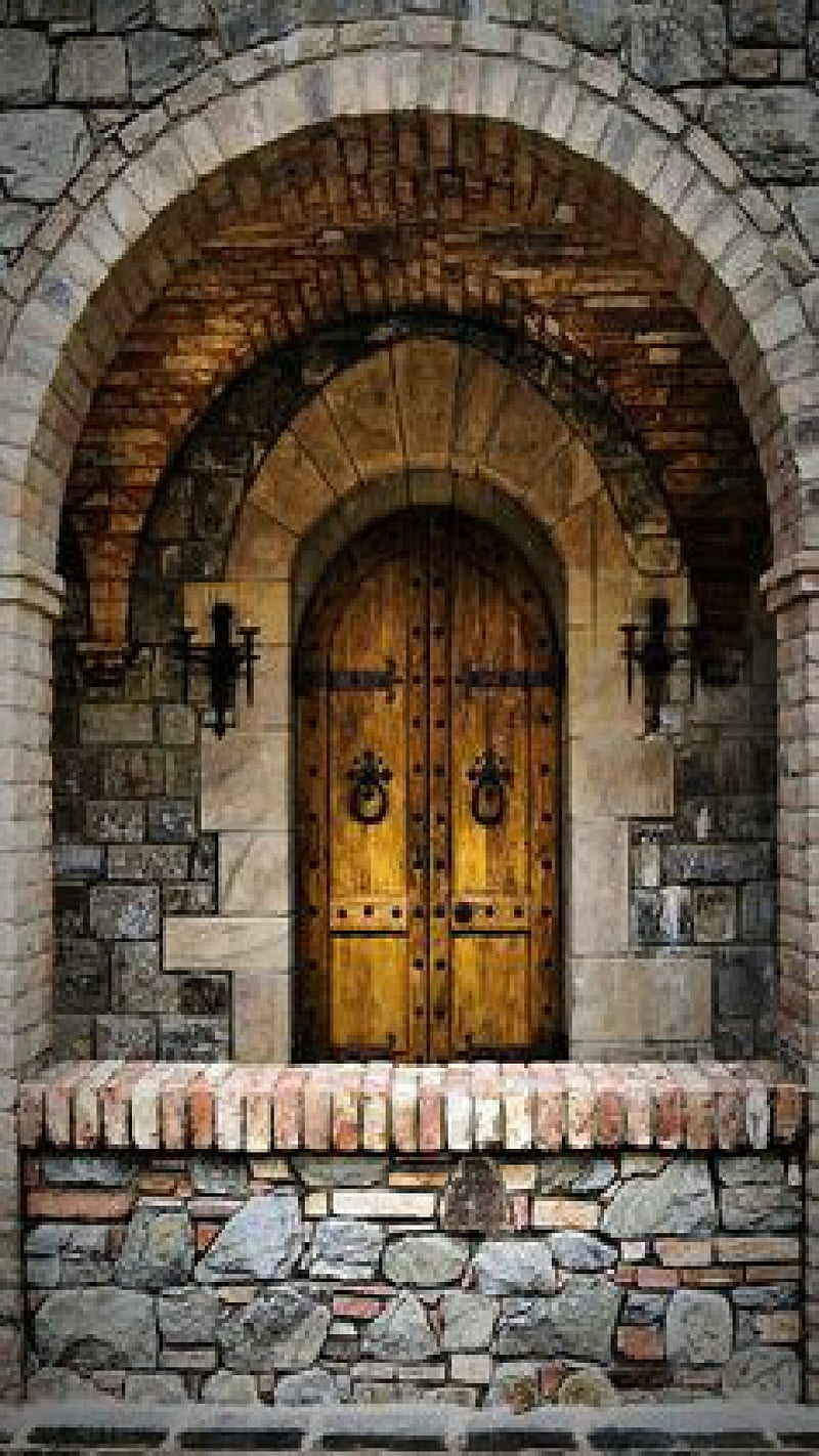 Knock knock, doors, open, residence, house, castle, entrance, wooden doors, HD phone wallpaper
